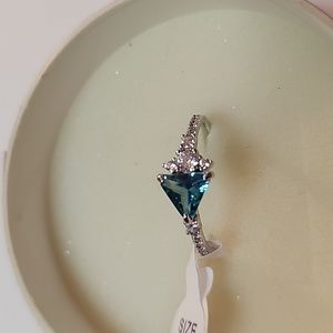 Bomb Party Ring size 9 lab Created Blue zircon spinel